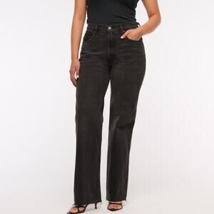 Abercrombie & Fitch Black The 90's Relaxed Jeans High Rise Size 33/16 Short